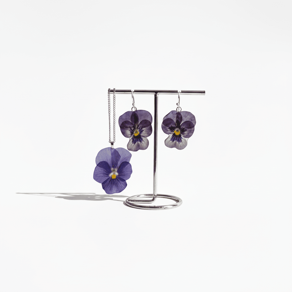 VIOLETTA FIOL øredobber - ekte tørkede blomster, stemorsblomst - Øredobber KNASK