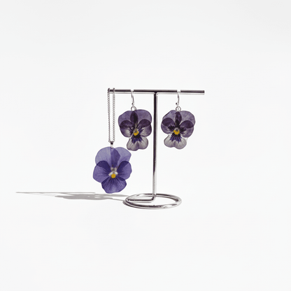 VIOLETTA FIOL øredobber - ekte tørkede blomster, stemorsblomst - Øredobber KNASK