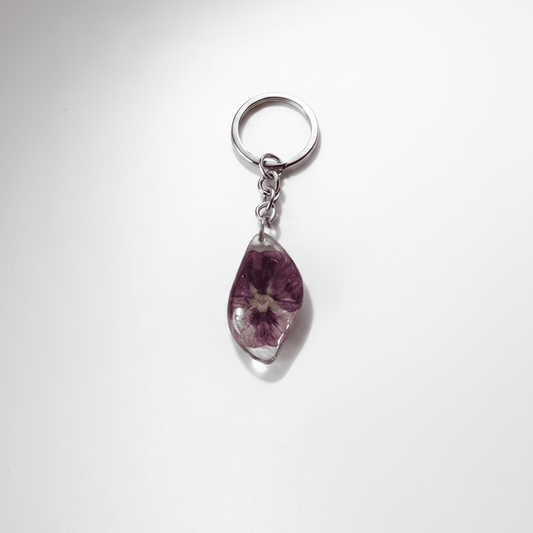 VIOLETTA nøkkelring - ekte tørket BLOMST - Interiør KNASK