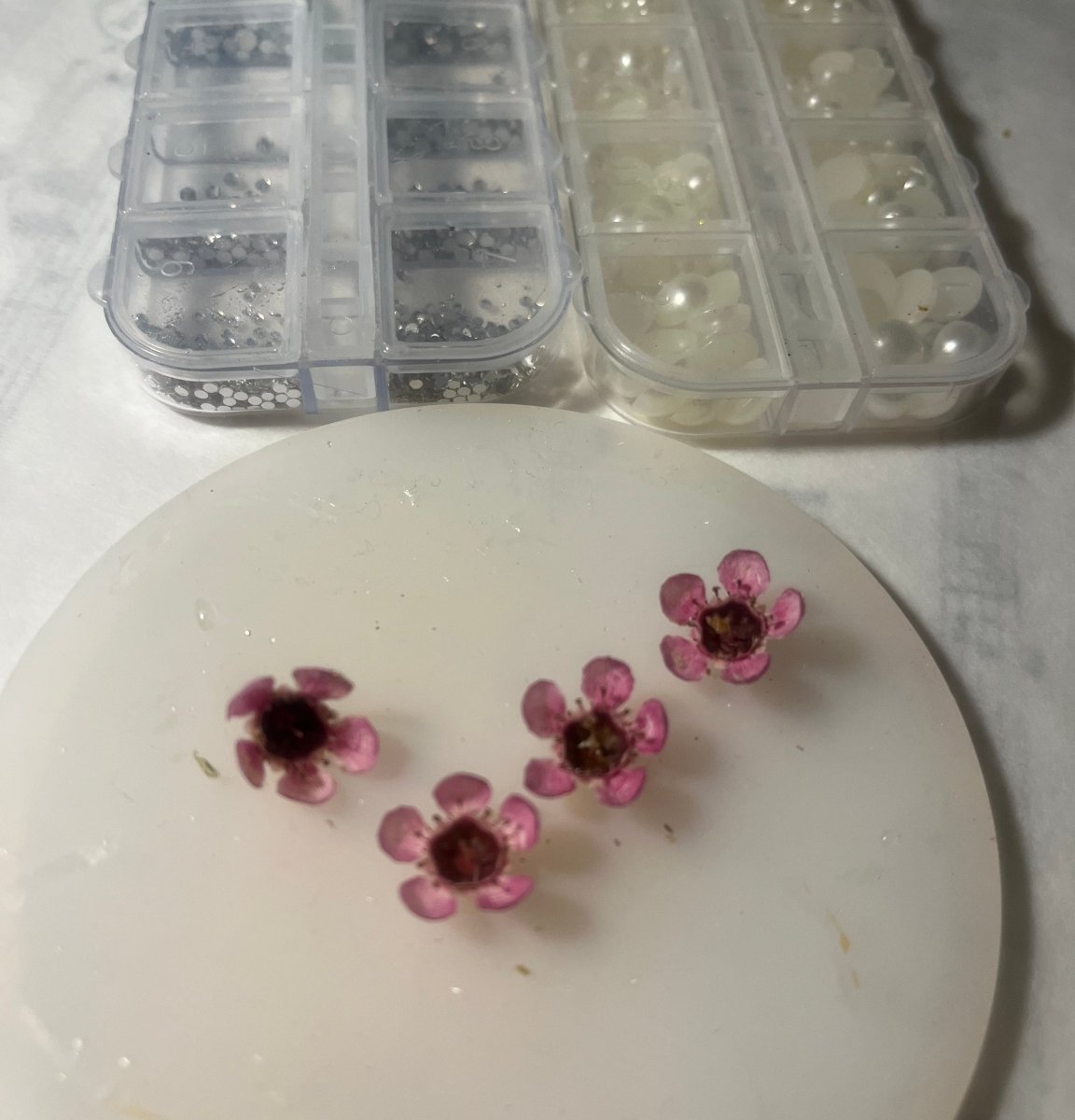 VOKSBLOMST øredobber, ekte 3D - tørkede blomster, 925 sølv øresrift - Øredobber KNASK