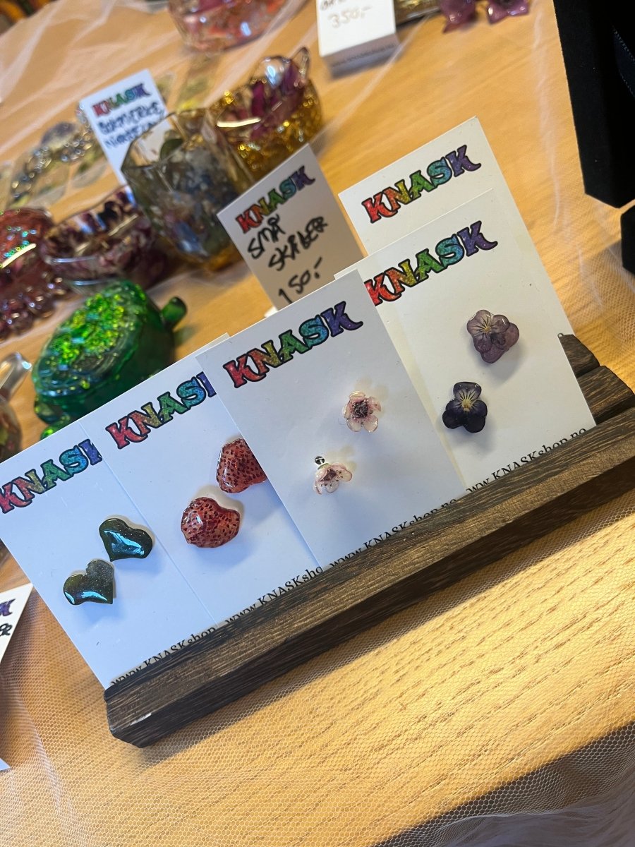 VOKSBLOMST øredobber, ekte 3D - tørkede blomster, 925 sølv øresrift - Øredobber KNASK