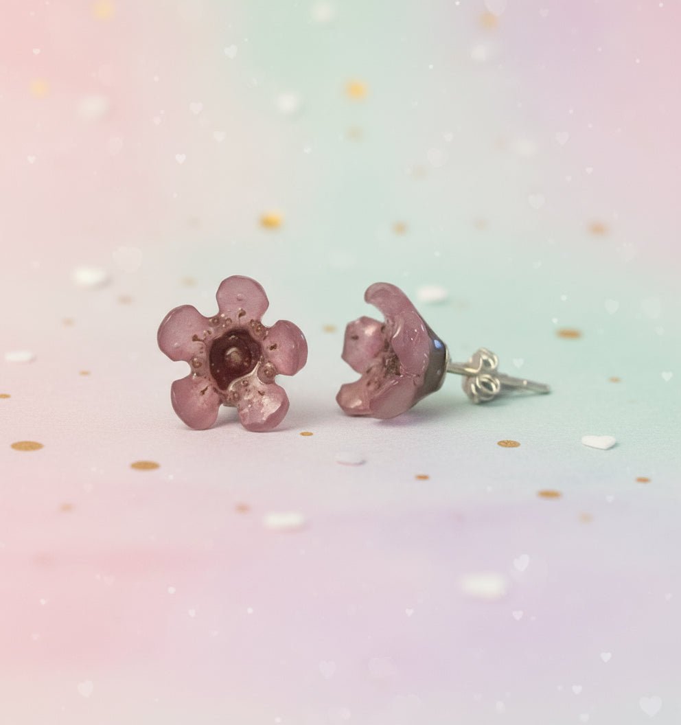 VOKSBLOMST øredobber, ekte 3D - tørkede blomster, 925 sølv øresrift - Øredobber KNASK