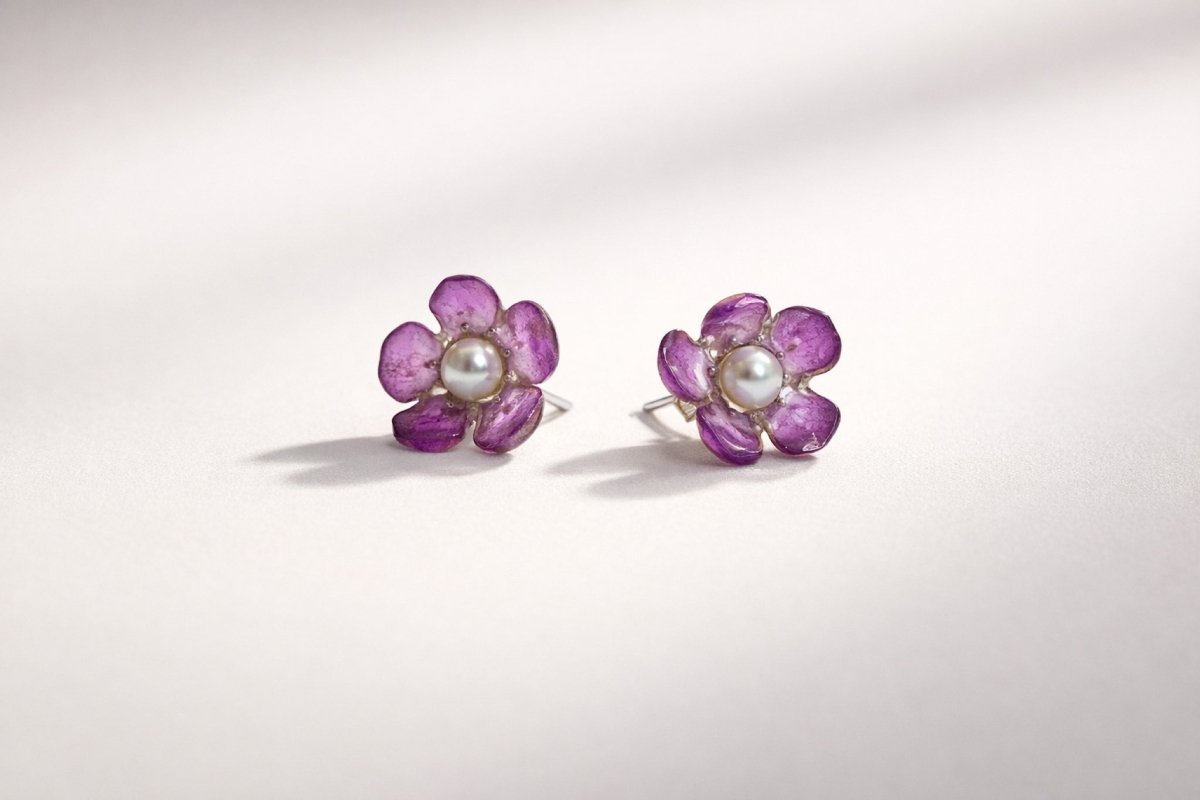 VOKSBLOMST øredobber - ekte tørkede blomster, ørestift med lås - Øredobber KNASK
