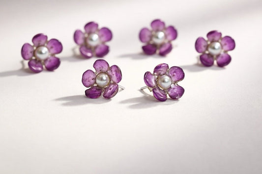 VOKSBLOMST øredobber - ekte tørkede blomster, ørestift med lås - Øredobber KNASK